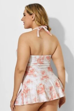 Tie Dye Printed Self-tie Halter Vintage Swimdress -Maraluxe Swimwear Shop b desd014002 3
