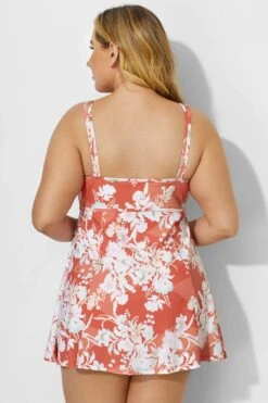 Flower Print Scoopneck Tummy Control Elegant Swimdress 8 Flower Print Scoopneck Tummy Control Elegant Swimdress -Maraluxe Swimwear Shop b desd016002 3
