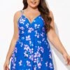 Purple Butterfly Print V-neck Loop Strap Swimdress -Maraluxe Swimwear Shop b desd029001 1