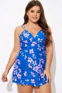 Purple Butterfly Print V-neck Loop Strap Swimdress -Maraluxe Swimwear Shop b desd029001 5
