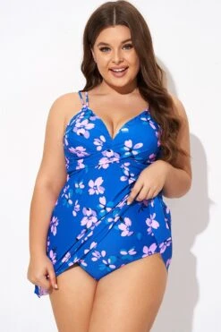 Purple Butterfly Print V-neck Loop Strap Swimdress -Maraluxe Swimwear Shop b desd029001 6