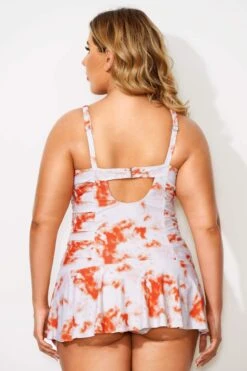 Tie Dye Printed Adjustable Straps Elegant Swimdress -Maraluxe Swimwear Shop b desd030002 2