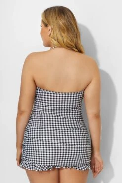 Lattice Bandeau Neckline Fringe Ruffle Hem Swimdress -Maraluxe Swimwear Shop b desd033002 4