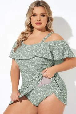 Floral Ruffle Cold Shoulder Women Swimdress -Maraluxe Swimwear Shop b desd049004 3 1