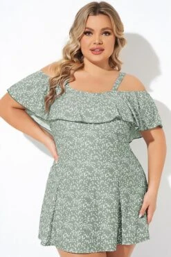 Floral Ruffle Cold Shoulder Women Swimdress -Maraluxe Swimwear Shop b desd049004 5 1
