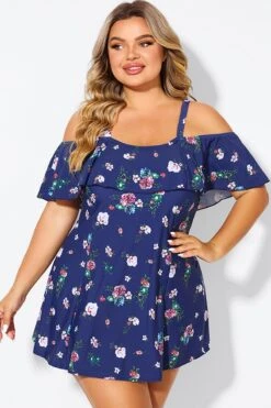 Floral Off Shoulder Tummy Control Lady Swimdress -Maraluxe Swimwear Shop b desd049005 3