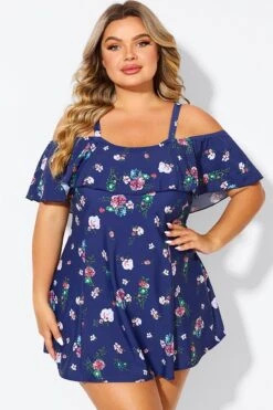 Floral Off Shoulder Tummy Control Lady Swimdress -Maraluxe Swimwear Shop b desd049005 4