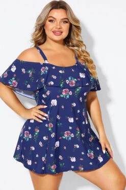 Floral Off Shoulder Tummy Control Lady Swimdress -Maraluxe Swimwear Shop b desd049005 5