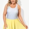 Classic Stripe Round Collar Swimdress For Lady -Maraluxe Swimwear Shop b desd060001 1