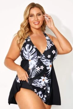 Tropical Patterns Flowers V-Neck Women Swimdress -Maraluxe Swimwear Shop b desd077001 2