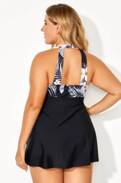 Tropical Patterns Flowers V-Neck Women Swimdress -Maraluxe Swimwear Shop b desd077001 4