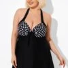 Fashion Black Dot Vintage Drawstring Closure Swimdress -Maraluxe Swimwear Shop b desd081001 1