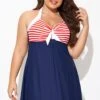 Vintage Stripe Halter Straps Women Swimdress -Maraluxe Swimwear Shop b desd081003 1