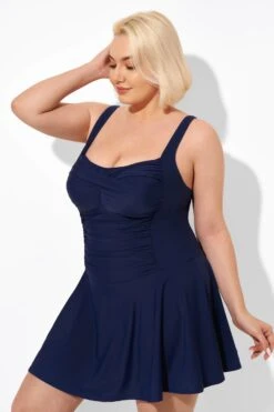 Blue Sexy RuffleTwist Front Beach Swimdress -Maraluxe Swimwear Shop b desd086001 4