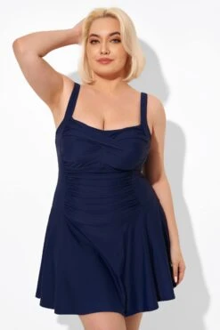 Blue Sexy RuffleTwist Front Beach Swimdress -Maraluxe Swimwear Shop b desd086001 5