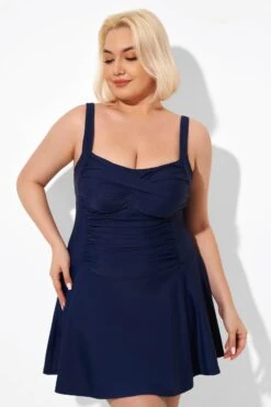 Blue Sexy RuffleTwist Front Beach Swimdress -Maraluxe Swimwear Shop b desd086001 6