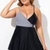 Black And White V-Neck Striped Wrap Swimdress 2 Black And White V-Neck Striped Wrap Swimdress -Maraluxe Swimwear Shop b desd094001 1
