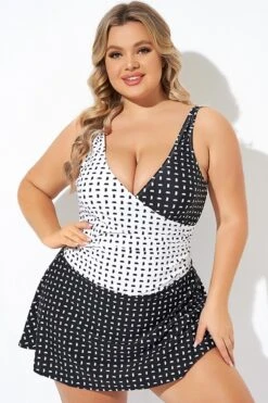 Graphic Pattern Wrap Style Adjustable Straps Swimdress -Maraluxe Swimwear Shop b desd107001 4