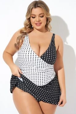 Graphic Pattern Wrap Style Adjustable Straps Swimdress -Maraluxe Swimwear Shop b desd107001 5