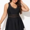 Black V-neck Wide Strap Crochet Detail Swimdress -Maraluxe Swimwear Shop b desd113001 5