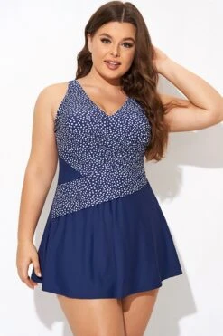 Silver Foil Dots Mesh-inset Wrap Swimdress -Maraluxe Swimwear Shop b desd114001 3
