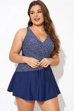 Silver Foil Dots Mesh-inset Wrap Swimdress -Maraluxe Swimwear Shop b desd114001 4