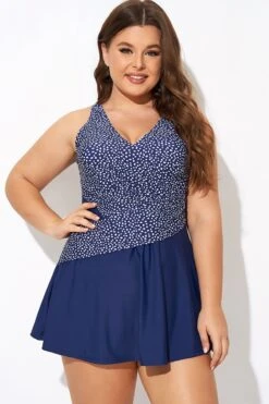 Silver Foil Dots Mesh-inset Wrap Swimdress -Maraluxe Swimwear Shop b desd114001 5