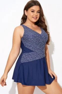 Silver Foil Dots Mesh-inset Wrap Swimdress -Maraluxe Swimwear Shop b desd114001 6