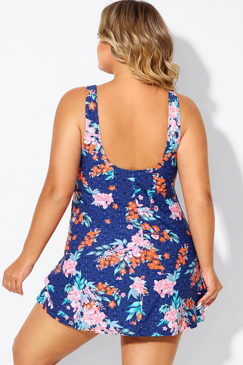 Blossoms Scoop Neckline Wide Shoulder Straps Swimdress 4 Blossoms Scoop Neckline Wide Shoulder Straps Swimdress - Image 2