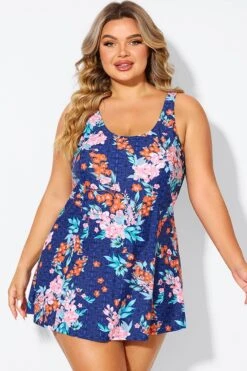 Blossoms Scoop Neckline Wide Shoulder Straps Swimdress 10 Blossoms Scoop Neckline Wide Shoulder Straps Swimdress -Maraluxe Swimwear Shop b desd115001 3