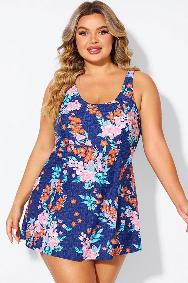 Blossoms Scoop Neckline Wide Shoulder Straps Swimdress 5 Blossoms Scoop Neckline Wide Shoulder Straps Swimdress - Image 3