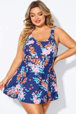 Blossoms Scoop Neckline Wide Shoulder Straps Swimdress 11 Blossoms Scoop Neckline Wide Shoulder Straps Swimdress -Maraluxe Swimwear Shop b desd115001 4