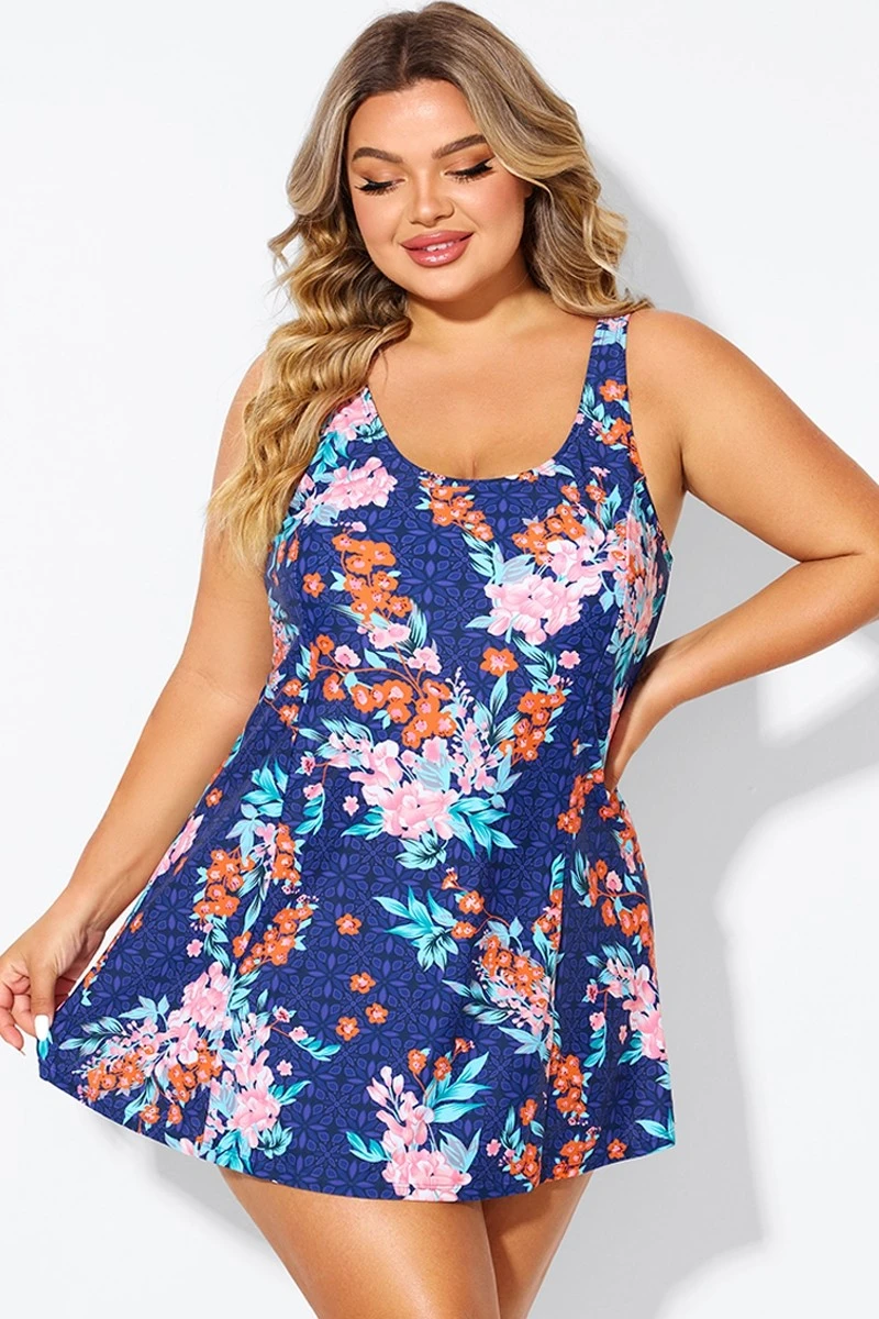 Blossoms Scoop Neckline Wide Shoulder Straps Swimdress 6 Blossoms Scoop Neckline Wide Shoulder Straps Swimdress - Image 4