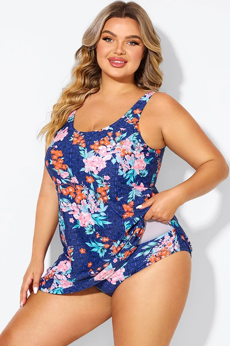 Blossoms Scoop Neckline Wide Shoulder Straps Swimdress 7 Blossoms Scoop Neckline Wide Shoulder Straps Swimdress - Image 5