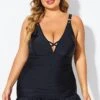 Black V-neck Tummy Control Ruched Swimdress -Maraluxe Swimwear Shop b desd117001 1