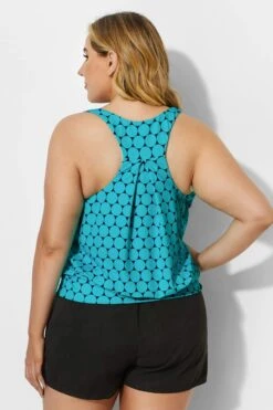 Green Scoopneck Polka Dots Women Tankini Top -Maraluxe Swimwear Shop b detan003001t 4