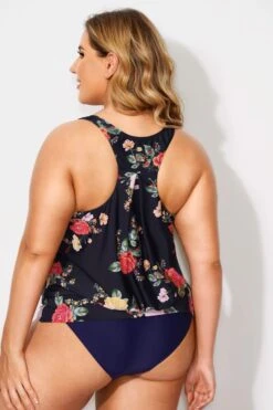 Floral Printed Scoopneck Women Classy Tankini Top -Maraluxe Swimwear Shop b detan003004 2