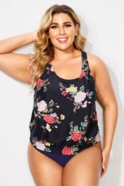 Floral Printed Scoopneck Women Classy Tankini Top -Maraluxe Swimwear Shop b detan003004 4