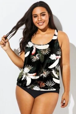 Flower Printed Round Neck Women Tankini Top -Maraluxe Swimwear Shop b detan003005 55