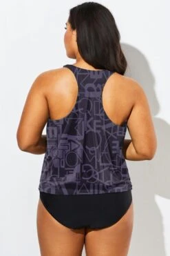Black Racerback Beach Oversize Women Tankini Top -Maraluxe Swimwear Shop b detan003006 22