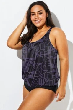 Black Racerback Beach Oversize Women Tankini Top -Maraluxe Swimwear Shop b detan003006 33