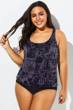 Black Racerback Beach Oversize Women Tankini Top -Maraluxe Swimwear Shop b detan003006 44