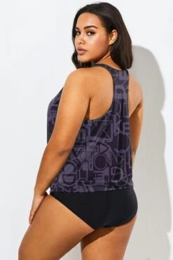 Black Racerback Beach Oversize Women Tankini Top -Maraluxe Swimwear Shop b detan003006 55