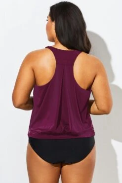 Wine Racerback Classic Blouson Tankini Top -Maraluxe Swimwear Shop b detan003008 22