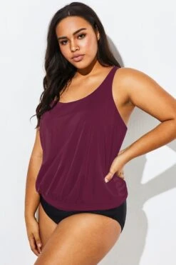 Wine Racerback Classic Blouson Tankini Top -Maraluxe Swimwear Shop b detan003008 66