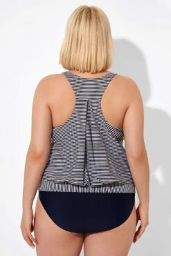 Stripes Racerback Round Neck Blouson Tankini Top -Maraluxe Swimwear Shop b detan003009 2
