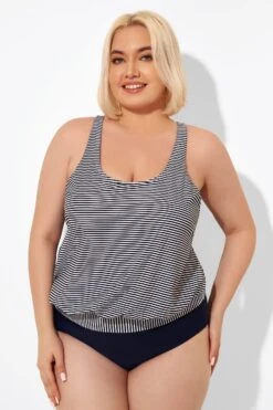 Stripes Racerback Round Neck Blouson Tankini Top -Maraluxe Swimwear Shop b detan003009 5