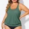 Army Green Racerback Tummy Control Blouson Tankini Top -Maraluxe Swimwear Shop b detan003011 1