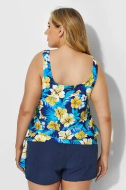 Elegant Floral Printed Side Tie Tankini Top -Maraluxe Swimwear Shop b detan009002t 2