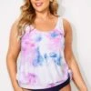 Tie Dye Square Collar Side Tie Hemline Tankini Top -Maraluxe Swimwear Shop b detan009003 1